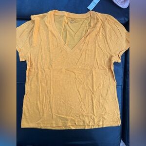 J. Crew Mustard V-Neck Short Sleeve Tee